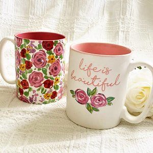 Trendy Mod Floral Ceramic Coffee Mugs